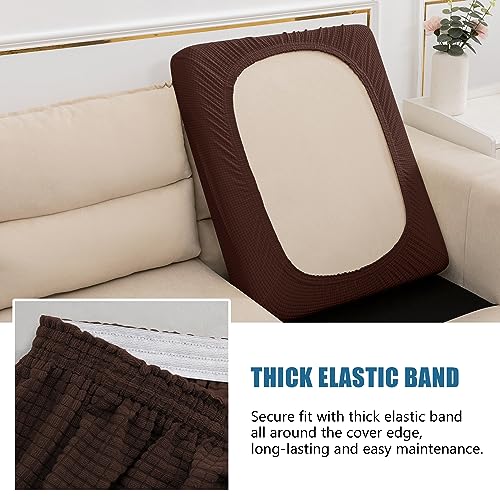 Water Repellent Sofa Cushion Covers Jacquard High Stretch Fabric Furniture Protector for Living Room (Small / Chocolate)