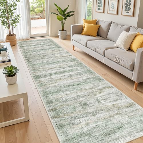 2x12 Runner Rug Non Slip (Green/Yellow/Ivory / 2' x 12' (Runner))