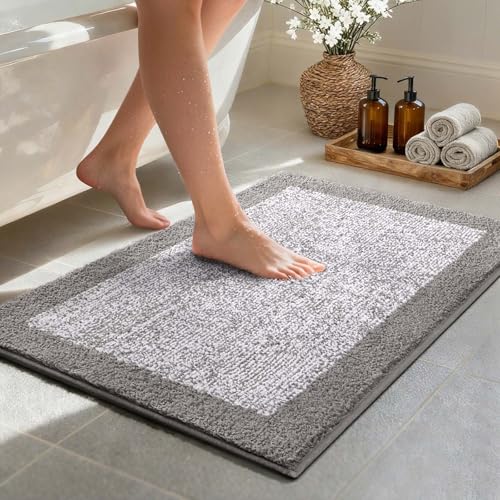 36x24 Bathroom Rugs Non Slip Washable (Light Grey / 2' x 3' (Rectangular))
