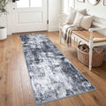 Modern Runner Rug 2x6 Washable Multi (Multi-grey/Blue/Black / 2' x 6' (Runner))