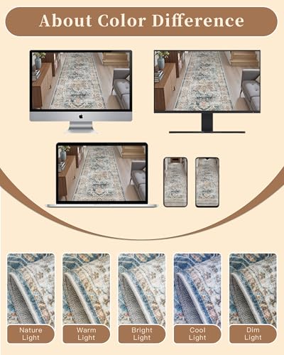 Washable Runner Rugs 2x10 Long for Hallway Kitchen (Navy / 2' x 10' (Runner))