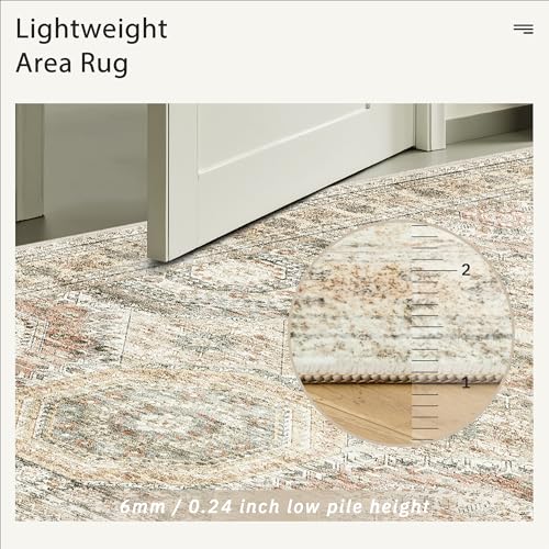 10x14 Area Rugs for Living Room Washable Rug Non (Brown/Pink / 10' x 14' (Rectangular))