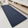 Waffle Bathroom Runner Rugs (Navy / 2' X 5')
