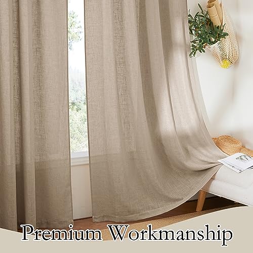 Extra Wide Sheer Curtains for Sliding Patio Door Large Window (Khaki / 70"W x 84"L (Pack of 2))