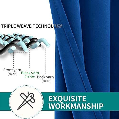 Royal Blue Blackout Curtains for Living Room 96 Inch Long (Royal Blue / 55"W x 96"L (Pack of 2))