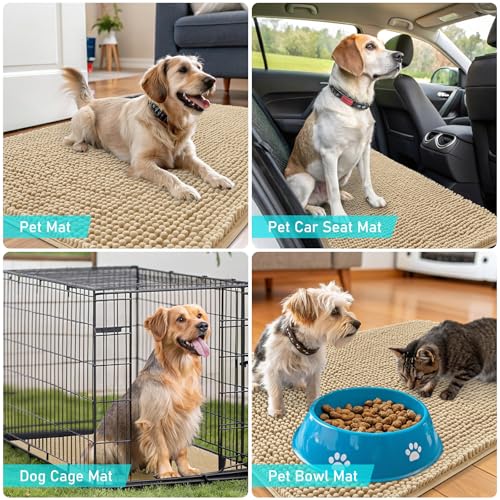 Dog Door Mat for Muddy Paws 59x20 (Beige / 59" X 20")