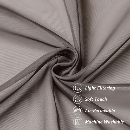 Sheer Chocolate Brown Tier Curtains 24 Inch Length (Chocolate Brown / 42"W x 24"L (Pack of 2))