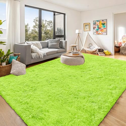 9x12 Machine Washable Large Area Rugs for Living Room (9x12 Ft / Lime Green)