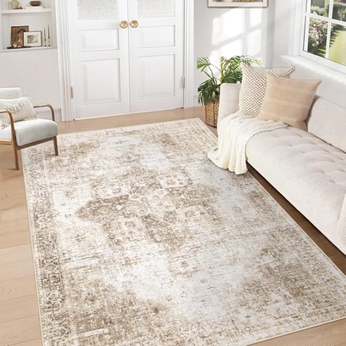 Area Rug 5x7 Washable Rug (Brown / 5' x 7' (Rectangular))
