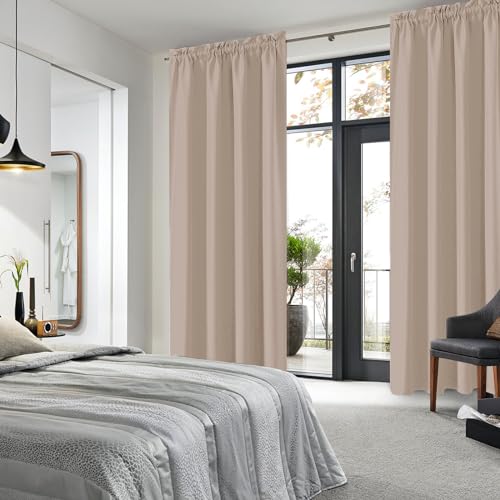Blackout Curtains for Bedroom Living Room 52 x 84 Inch Long Camel (Camel / 52"W x 84"L (Pack of 2))