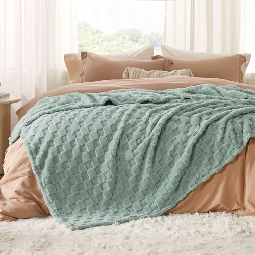 Checkered Soft Cozy Queen Blanket for Bed (01 Sage Green / Queen (90" X 90"))