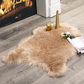 Fluffy Area Rug 2x3 ft Faux Fur Sheepskin Rug for Bedroom Khaki (2' x 3' (Rectangular) / Khaki)