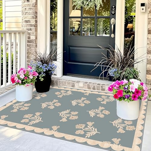 3x5 Floral Entry Rug (Flower - Haze Blue / 3' x 5' (Rectangular))
