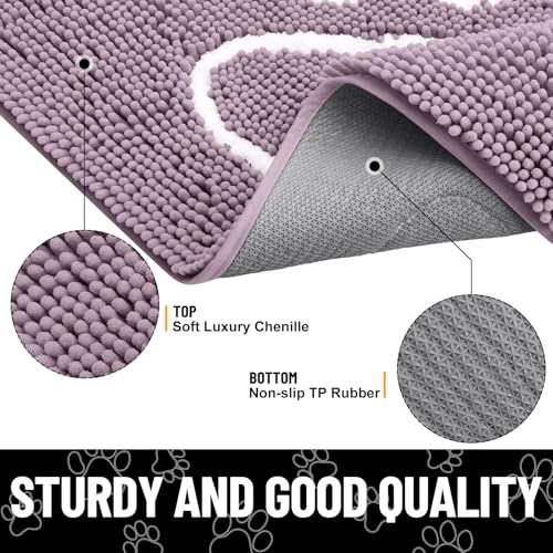 Dog Door Mat for Muddy Paws (40"X32" / Deep Plum and White)