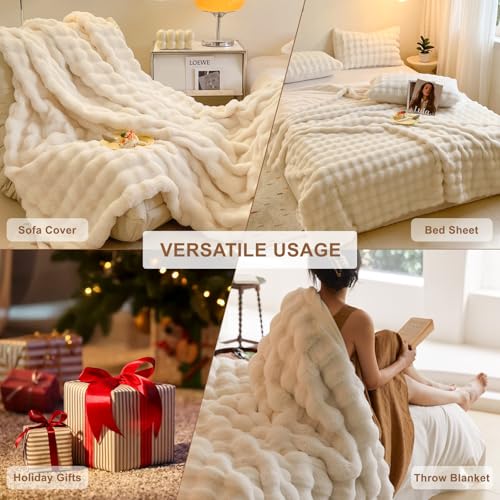Shaggy Couch Cover for Dogs Rabbit Plush Loveseat Cover Dog Couch Cover Protector Plush Faux Fur Couch Covers for Sectional Sofa Cozy Washable Sofa Covers for Living Room (71" x 150" / Z-plush:beige)