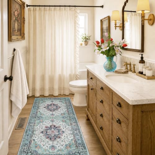 Washable Area Rug (Teal Green/White/Navy / 2' x 6' (Rectangular))