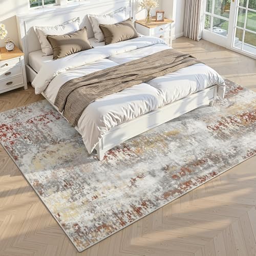 Abstract Area Rug Modern Washable Rug Soft Non Slip Rug Low Pile for Bedroom Living Room Dining Room Taupe Grey Brown 5x8 Feet (Taupe Grey Brown / 5' x 8' (Rectangular))