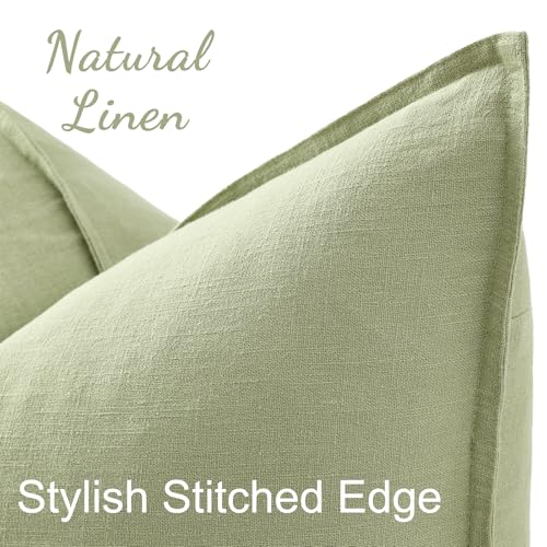 Fall Sage Green Linen Throw Pillow Covers 12x20 Set of 2 (Sage Green / 20" x 12" (Pack of 2))