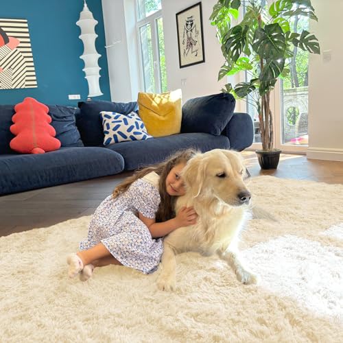 Area Rugs for Living Room Bedroom (4x5.9 Ft / Cream)