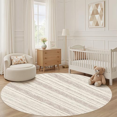 Round Rug Boho Area Rugs (Brown Tan / 5' X 5' (Round))