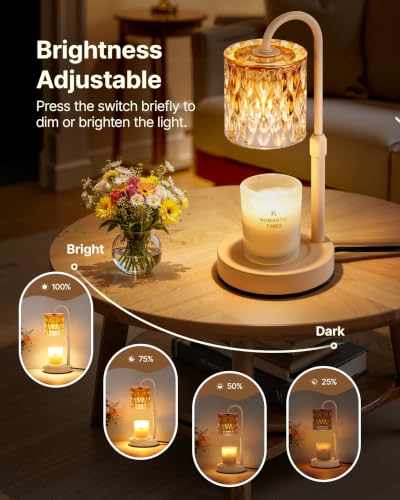 Dimmable Candle Warmer Lamp with Timer (Apricot- Glass)