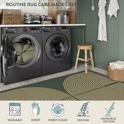 Rainbow Easy Jute Green Kitchen Runner (2'6" x 8' (Runner) / Green Rainbow)