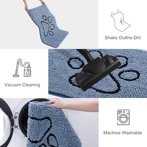 Dog Door Mat for Muddy Paws (48"X30" / Airy Blue and Black)