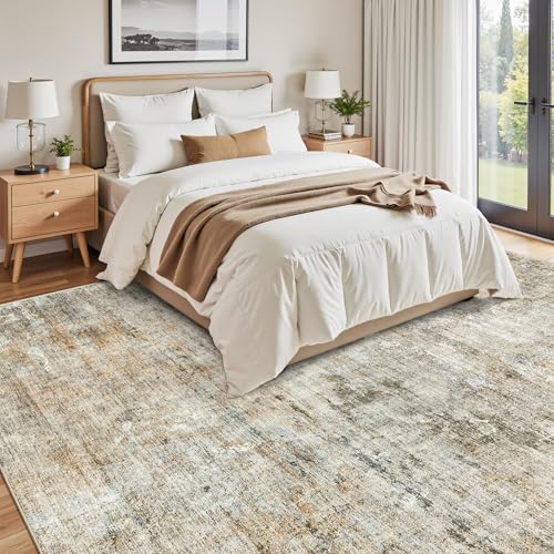 9x12 Area Rugs for Living Room Washable Rug Abstract Orange (Orange/Brown / 9' x 12' (Rectangular))
