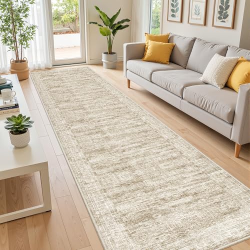 2x12 Runner Rug Non Slip (Brown/Ivory / 2' x 12' (Runner))