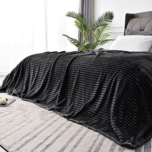 3D Ribbed Jacquard Black Full Size Blankes for Bed (Black / Full(84"x90"))