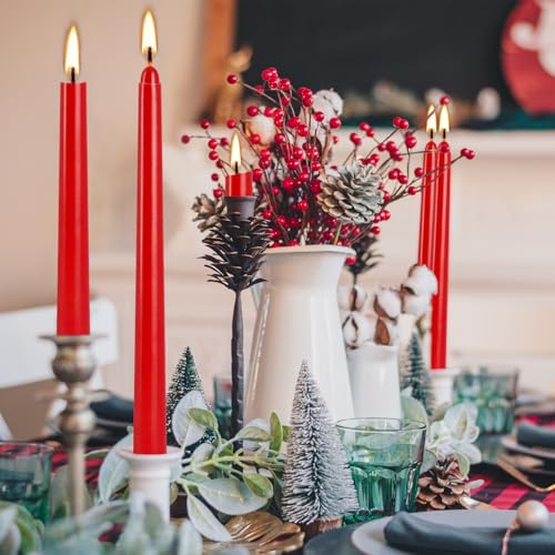 14 Pack Tall Red Taper Candles 10 Inch Unscented Dripless Candlesticks for Christmas (14 Red)
