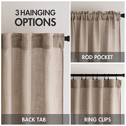 Taupe Linen Curtains 52x84 Inch Length for Bedroom and Living Room (Taupe / 52"W x 84"L (Pack of 2))