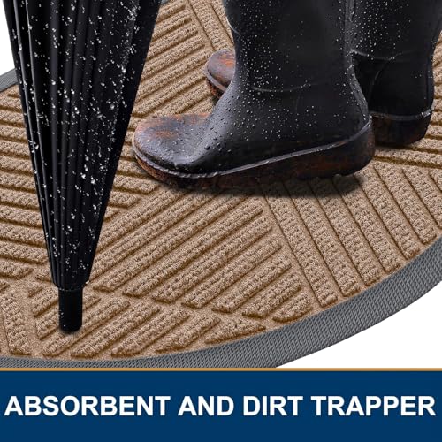 Half Circle Front Door Mat Outside Entrance (Coffee / 29.5" X 17")