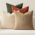 Fall Corduroy Decorative Throw Pillow Covers Rust (18" x 18" (Pack of 4) / Rust-olive Green)