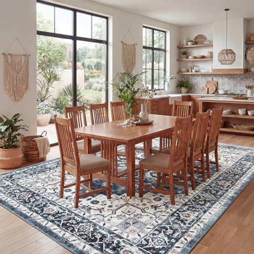 Amada Large 9x12 Washable Area Rug for Living Room (9' x 12' (Rectangular) / Blue)