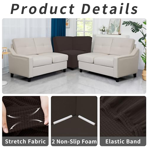 Stretch Soft Sectional Corner Sofa Couch Slipcover Chocolate (Medium Sectional Corner / Chocolate)