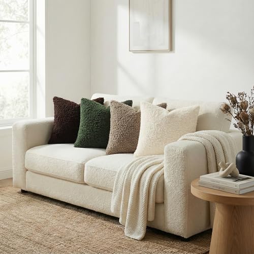 Sherpa Decorative Throw Pillow Covers 20x20 Set of 2 Olive Green (Olive Green / 20" x 20" (Pack of 2))