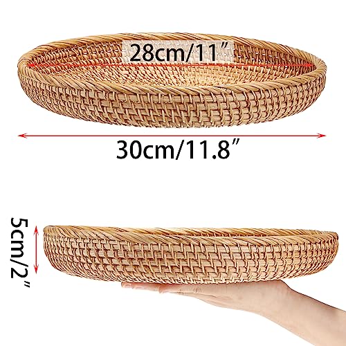 Rattan Key Basket Bowl for Entryway Table (Large, 11.8" / Natural Color)