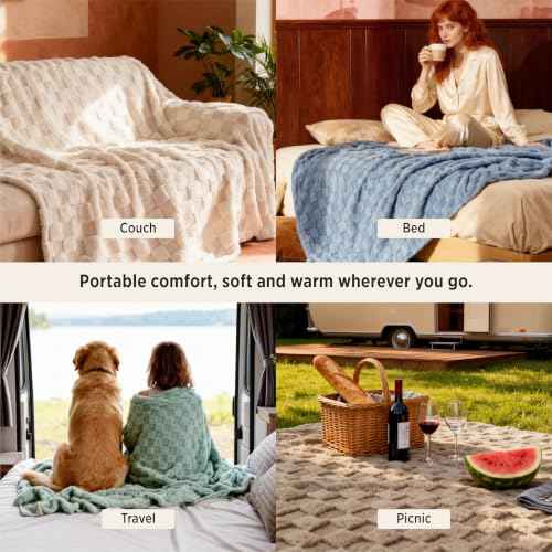 Checkered Soft Cozy King Size Blankets for Bed (Silver Grey / King (108" X 90"))
