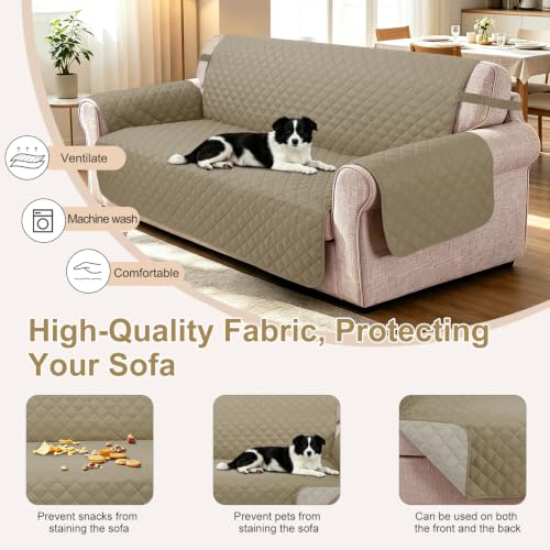 Reversible Sofa Cover for 3 Cushion (Camel/Beige / Sofa L - Large (68''))