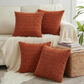 4 Packs Decorative Throw Pillow Covers for Living Room Couch Bed (18" x 18" (Pack of 4) / Burnt Orange)