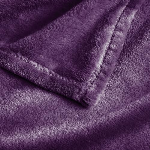 Fleece Blanket Soft Plush Oversized Bed Blanket Purple 120"x120" (Purple / Oversized King(120"x120"))
