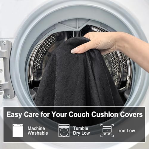 Leather Look Couch Cushion Covers Sofa Seat Slipcovers Sets Couches Furniture Protector for Sectional Armchair Loveseat Pets Kids Stretch Spandex Fabric (3 Cushion Sofa / 05 Dark Grey)