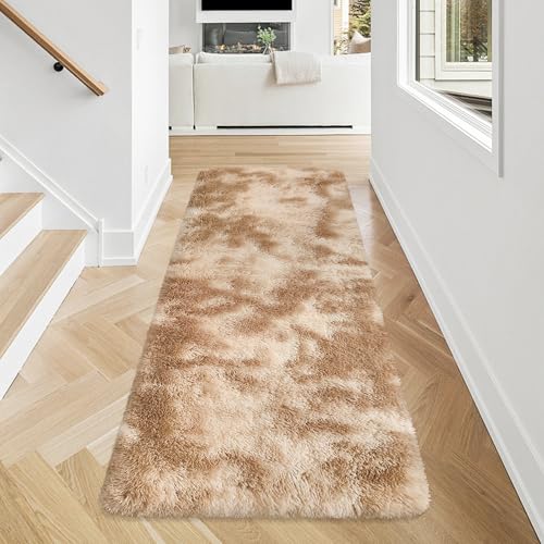 Super Soft Fluffy Living Room Area Rugs 2x5 ft Tie (Tie-dyed Beige / 2' x 5' (Runner))