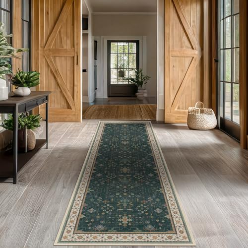 Dark Green Washable Kitchen Runner Rug (2'6" x 8' (Runner) / Dark Green)