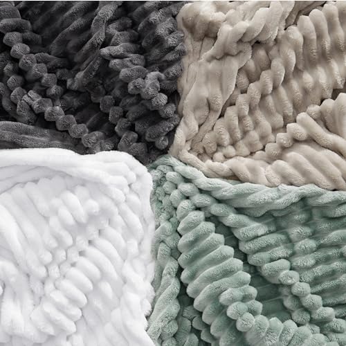 Full Size Fleece Blankets for Bed Bright White 84"x90" (Bright White / Full)