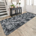 Tie Dyed Dark Grey 3x10 Machine Washable Runner Rugs for Hallway Soft Fluffy Shaggy Bedside Rugs for Bedroom Living Room Indoor Floor Carpet for Kids Girls and Boys Nursery Rooms Home Decor Aesthetic (Tie-dyed Dark Grey / 3' x 10' (Runner))
