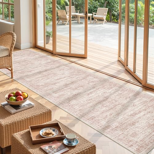 2x10 Runner Rug Non Slip (Pink/Ivory / 2' x 10' (Runner))
