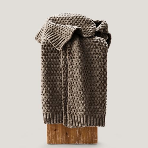 HOME Chunky Chenille Knit Throw Blanket (Mocha Brown / 50" X 60")
