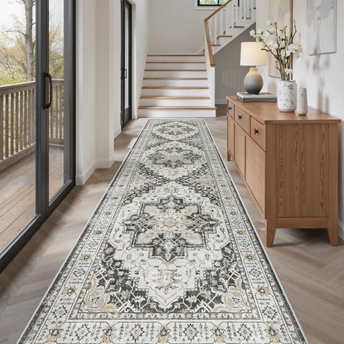 Hallway Runner Rug 3x10 Washable Kitchen Runners 10ft (Black / 3' x 10' (Runner))